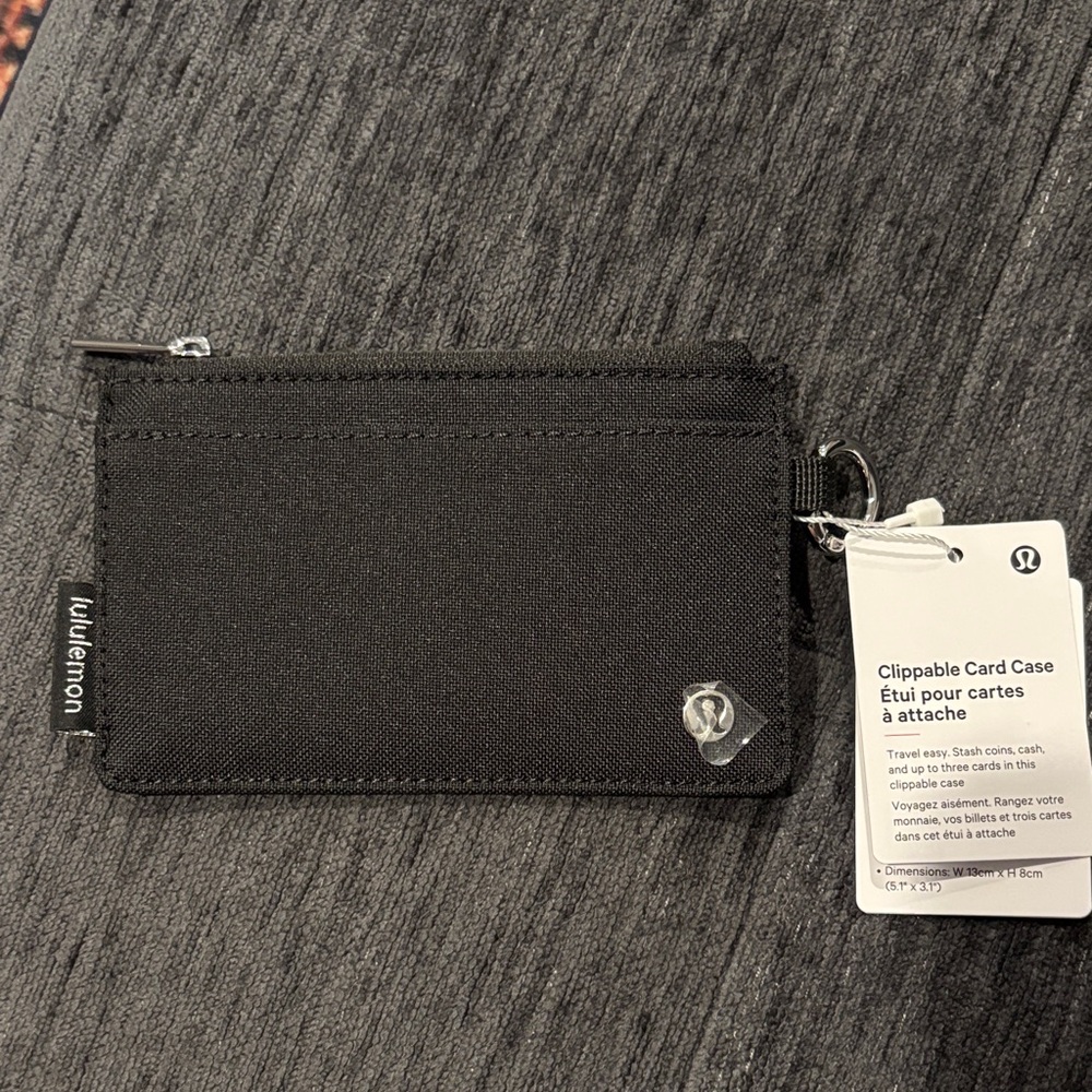 Lululemon Black Clippable Card Case with Key Ring